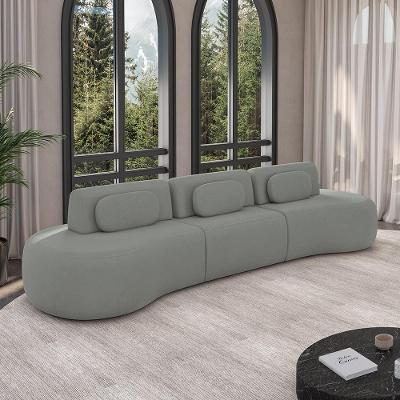 Sofá Modular França G45 3 Lugares Reclinável 326cm Cinza Veludo Gran Belo