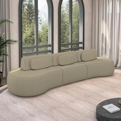 Sofá França G45 3 Lugares Reclinável 366cm Bouclê Bege Gran Belo