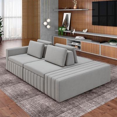 Sofá Ilha Olimpo G45 4 Lugares com Encosto 285cm Cinza Veludo Gran Belo