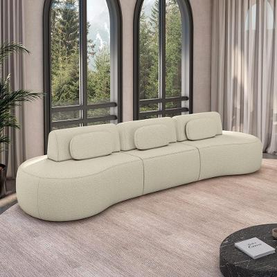 Sofá Modular França G45 3 Lugares Reclinável 366cm Bouclê Offwhite Gran Belo