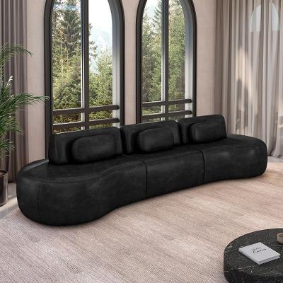 Sofá Modular França G45 3 Lugares Reclinável 366cm Preto Couro Sintético Gran Belo