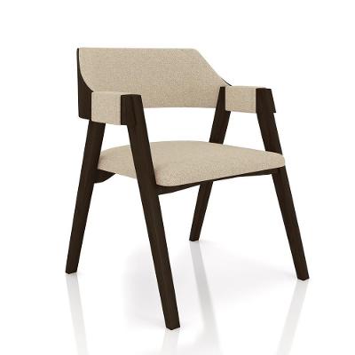Cadeira para Sala de Jantar e Jogos G42 em MDF-MDP com Linho Offwhite-capuccino Gran Belo
