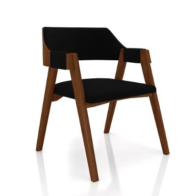 Cadeira para Sala de Jantar e Jogos G42 Madeira Maciça Veludo Preto-Imbuia Gran Belo