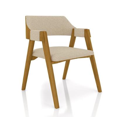 Cadeira para Sala de Jantar e Jogos G42 Estrutura em MDF-MDP Linho Offwhite-mel Gran Belo