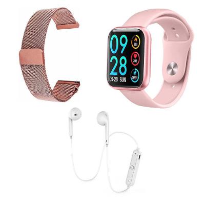 Kit 1 Smartwatch P80 Rosa+ 1 Pulseira + Fone Original Branco
