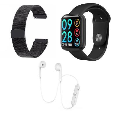 Kit 1 Smartwatch P80 Preto + 1 Pulseira + 1 Fone Branco