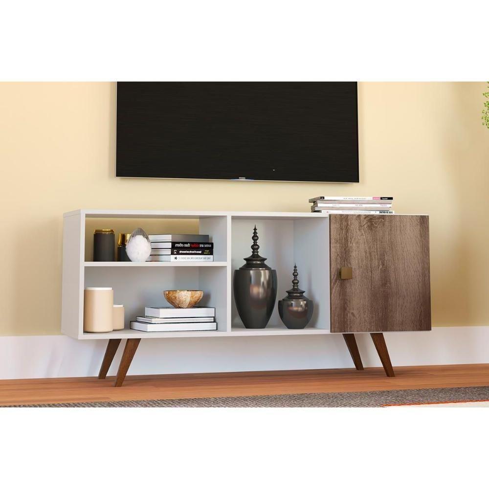 Rack para TV RT3014 até 47 Polegadas c/ 1 Porta Branco/Rustico - Movelbento - 2