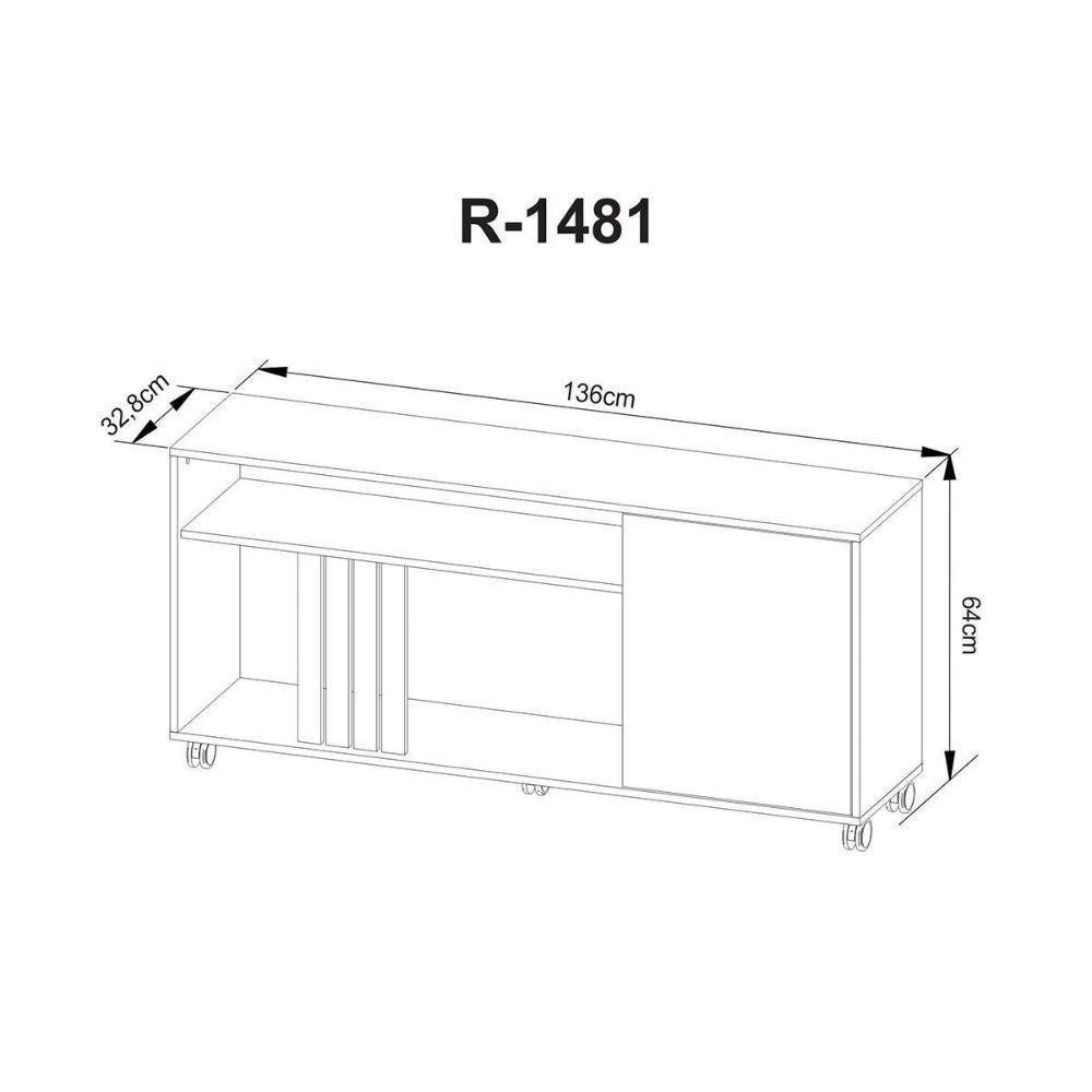 Rack para TV R1481 1 Porta até 42 Polegadas Natural/Palha - Tecno Mobili - 5
