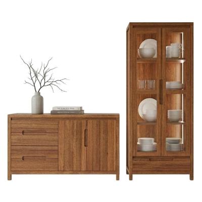 Buffet e Cristaleira 1553N e 1554N Madeira Maciça com Iluminação Rustic Milani Movelaria