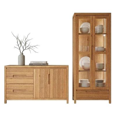 Buffet e Cristaleira 1554N e 1553N 4 Portas Madeira Maciça com Iluminação Rustic Milani Movelaria