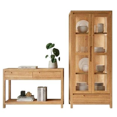 Cristaleira e Aparador 1554N e 1551N 4 Portas Madeira Maciça com Iluminação Rustic Milani Movelaria