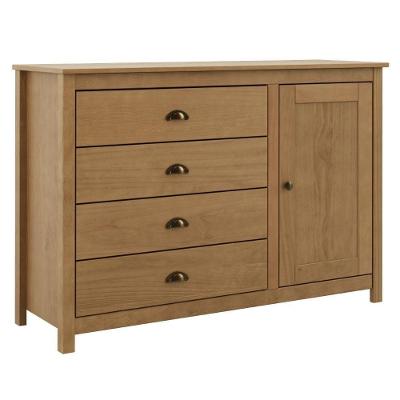Cômoda 9149 4 Gavetas Madeira Maciça Taeda Puxador Metálico Marrom Milani Movelaria