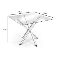 Sala de Jantar Completa Volga c/ Tampo Vidro 90cm + 4 Cadeiras Portugal Cromado/Courano Preto - Kappesberg