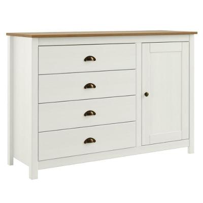 Cômoda 9149 4 Gavetas Madeira Maciça Taeda Branco Freijo Milani Movelaria