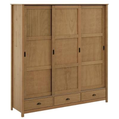 Guarda Roupa Casal 9179 3 Portas de Correr Madeira Macica Taeda Freijo Milani Movelaria