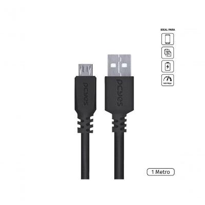 Cabo Micro Usb para Usb a 2.0 Pcyes para Celular com Dados 480 Mbps e Carga 5V 3A 1 Unidade