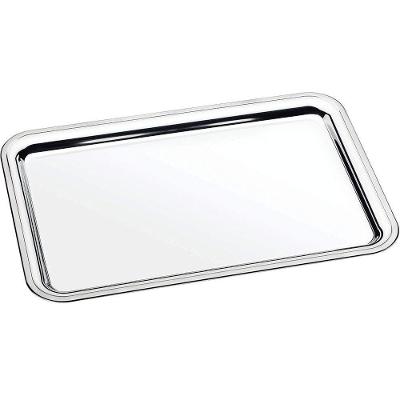 Bandeja Retangular Multiuso em Aço Inox 30x40cm para Servir Prata Docesar