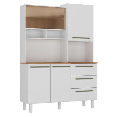 Armário para Cozinha Kit Absoluto 5 Portas 3 Gavetas 135cm Branco Zanzini Móveis