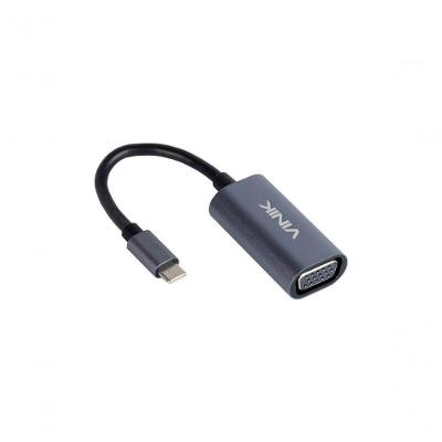 Adaptador Usb C para Vga ATVGVN com Entrada Tipo C Macho e Saída 15 Pinos Cinza Vinik