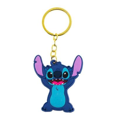 Chaveiro Taimes Stitch Feliz Azul em Borracha 4,5cm para Colecionadores Disney