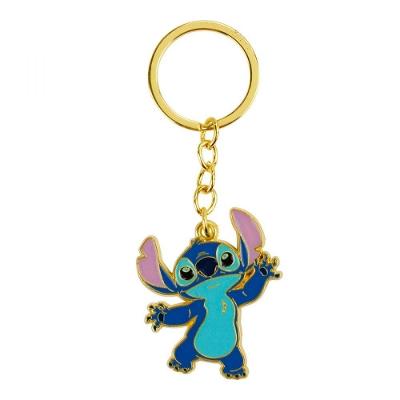 Chaveiro Taimes Stitch Dando Tchau 4,5cm Metal Dourado para Fãs