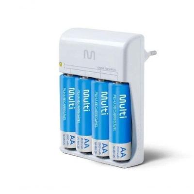 Carregador de Pilhas Multi Rm02 Bivolt Recarregável Aa 2500mAh Cinza com 4 Peças