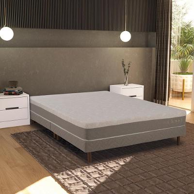 Cama Box Conjugada Queen Cloud Euro Pillow Colchão de Espuma Linho Fendi Kappesberg