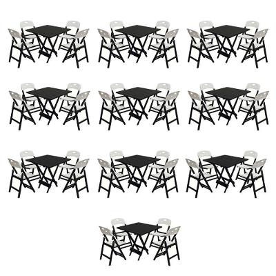 Conjunto 10 Mesas Dobráveis Elegance 4 Lugares Tampo MDF com Cadeiras Branco Mega Madeira