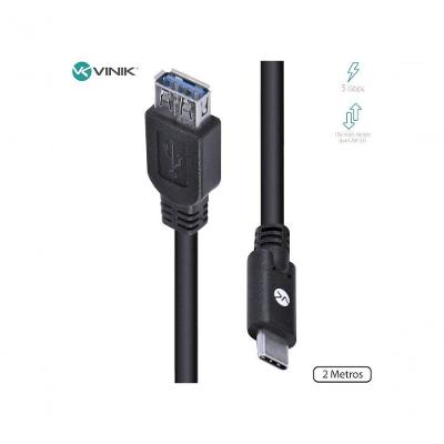 Cabo Usb Tipo C para Extensor Usb a Fêmea 3.2 Gen1 5Gbps Preto Vinik