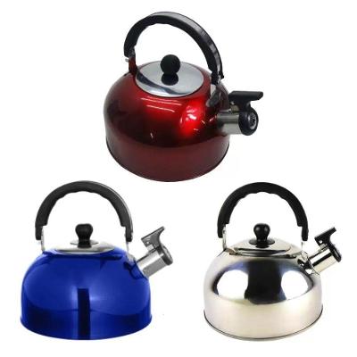 Chaleira com Apito 2L em Aço Inox Alça Térmica para Fogão Vermelho Yeet