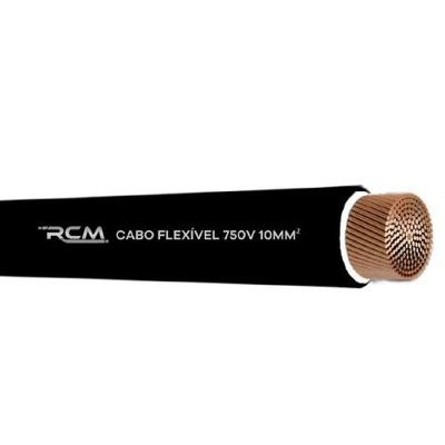 Fio Cabo Flexível 10mm 750V para Instalação Segura Preto RCM Cabos Elétricos