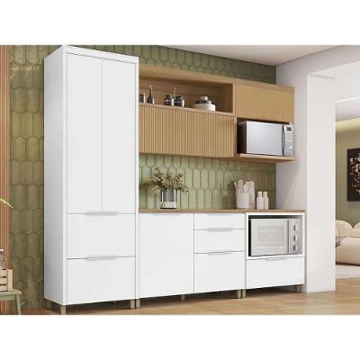 Cozinha Completa Marquesa C5p34 4 Portas 5 Gavetas MDF Branca Nature Nesher Móveis