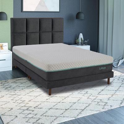 Cama Box Completa Casal Lotus com Sommier e Cabeceira Molas Ensacadas Cinza Kappesberg