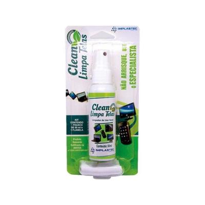 Limpa Telas Implastec Clean para Monitores e Dispositivos Eletrônicos com Flanela 60ML