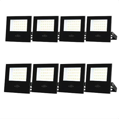 Kit 8 Refletor Holofote Led Slim 50W Bivolt Verde para Jardim Preto Blumenau Iluminação