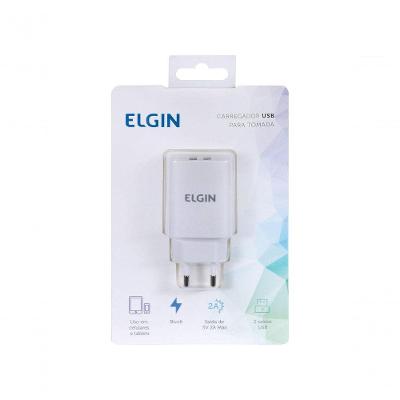 Carregador de Tomada USB Elgin 2 Saídas 5V 2,1A Bivolt Automático 10W para Dispositivos 1 Unidade
