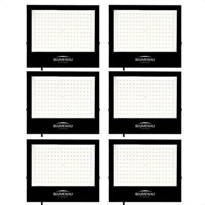 Kit 6 Refletor de LED Slim 150W 3000K Amarelo Quente Preto Bivolt Blumenau Iluminação