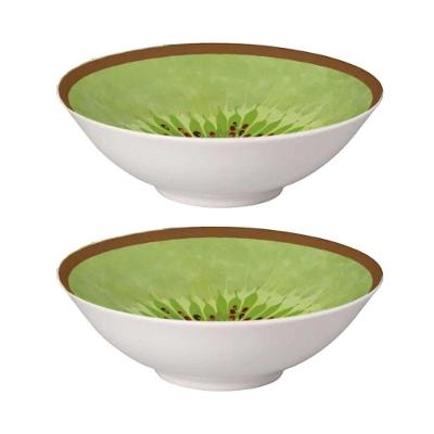 Jogo 2 Bowls Kiwi Frutas Tropicais 300ML Cerâmica para Servir Branco Alleanza