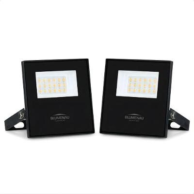 Kit 2 Refletor Holofote de LED Slim 20W 3000K IP65 Preto Bivolt Blumenau Iluminação