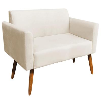 Poltrona Namoradeira Isabella G19 Suede Bege com Pés Palito para Sala de Estar Gran Belo