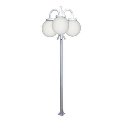 Poste Luminária para Jardim Globo P Triplo Braço Curvo Baixo Branco Ouro Minas
