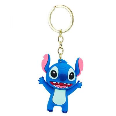 Chaveiro Taimes Stitch Silicone 3d 6,5cm Azul Disney com Corrente de Metal Resistente