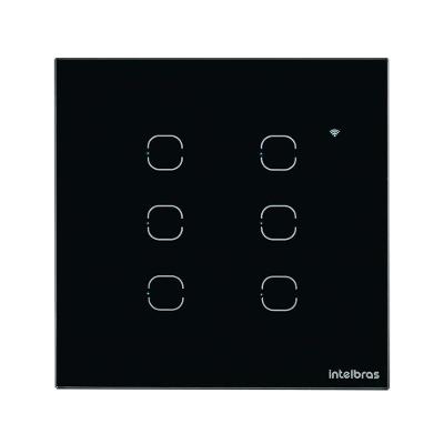 Interruptor Smart Wi-Fi Touch 6 Teclas EWS 1006 Preto com Automação Residencial Intelbras
