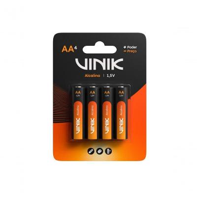 Pilha Alcalina AA 1,5V VP2AB4A Kit com 4 Unidades para Uso Geral Vinik