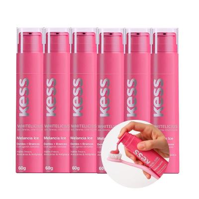 Kit Gel Dental Kess Whitedelicious Melância Ice Transparente 6 Unidades de 60g