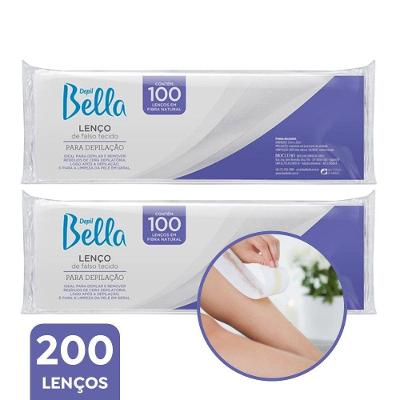 Kit 2 Lenço para Depilação Falso Tecido Fibra Natural Branco Depil Bella 100un