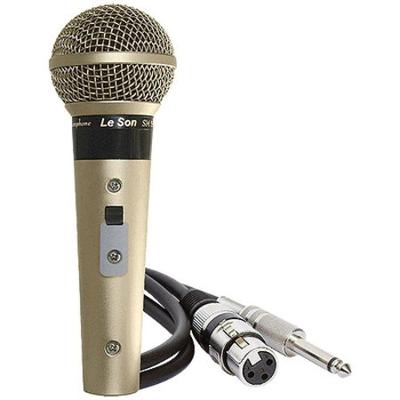 Microfone Profissional Dinâmico Cardióide SM58 P4 Champanhe com Cabo de 5 Metros Leson