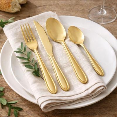 Faqueiro Dourado 24 Peças Aço Inox Acabamento Sofisticado para Mesa Lyor