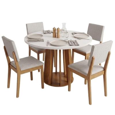 Conjunto de Jantar Veneza 4 Lugares Tampo MDF Cadeiras Linda Bege Viero Móveis