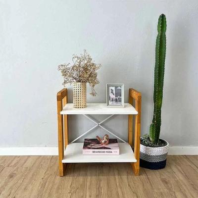 Mesa de Cabeceira Linea de Madeira Pinus Branco e Nozes Artfactory Design